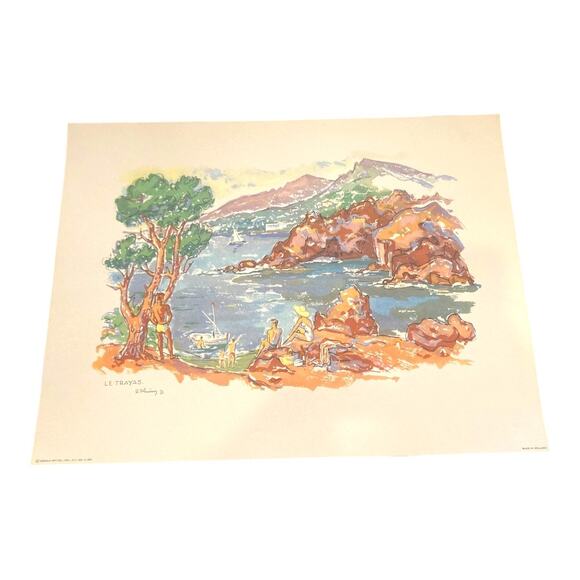 Art Vintage The Riviera 1950's Lithographs France Beaches Mid Century (4) - Picture 8 of 15